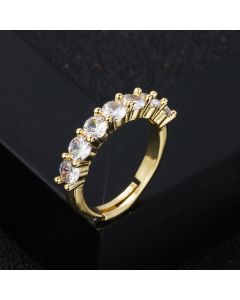Trendy Personality Brass Gold Plated Micro Set Zircon Ring