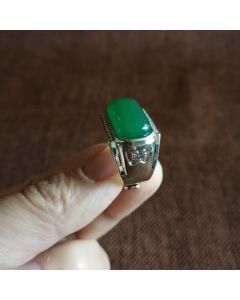 Gao Bing Emperor Green Chalcedony Fortune Men's Ring