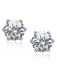 Fashion Sterling Silver Classic Six-claw Moissanite Stud Earrings