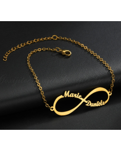 Personalized Jewelry Custom Double Name Date Infinity Bracelet Rose Gold Infinity Nameplate Bracelets Stainless Steel Hand Chain