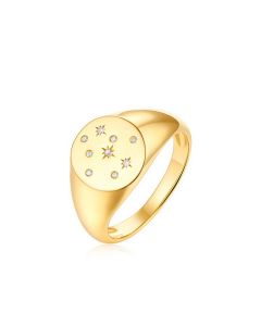 Star-Shaped White Zirconium Seal Closed Ring