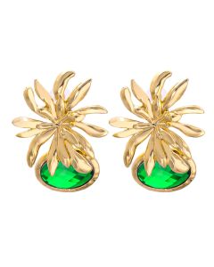 Gold Flower Diamond Earrings Personality Temperament Women