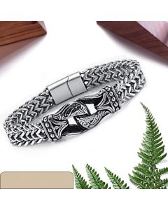 Fashion Titanium Steel Carved Men's Thick Type Double Row Chain Magnetic Buckle Brace Lace Bracelet