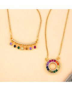 Pendant Geometric Round Curved Bar Necklace