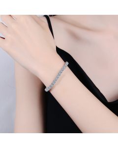 Platinum Silver Plated Moissanite Bracelet Full Row