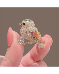 Full Diamond Animal Magpie Bird Brooch