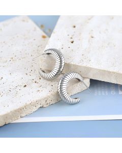 Round Texture Oval Earrings Women's Retro
