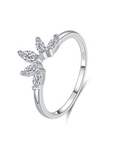S925 Silver Crown Horse Eye Zircon Ring Sterling Silver Stacking Index Finger Ring Female