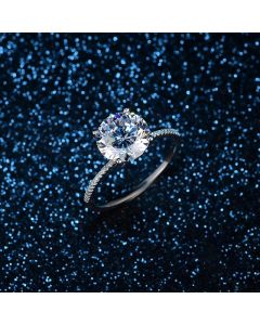 Six Prong 2.75 Carat Women's Diamond Ring Platinum Plated