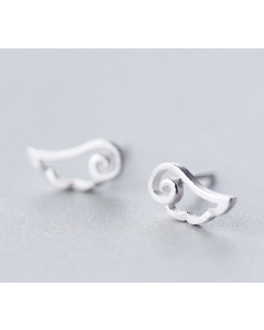 Lovely Angel Wings Brushed Silver Earrings