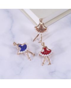 Rhinestone Pearl Dress Dancing Girl Brooches Women Dancer Sports Brooch Pins Gifts