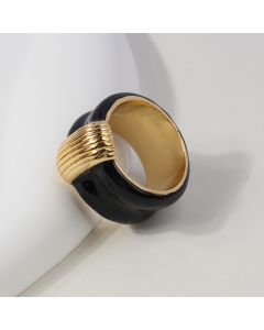 Women's French Retro Black Gold Enamel Drip Glazed Ring