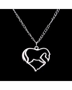 Fashionable peach heart horse necklace