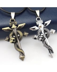 Couple Personality Leather Cord Cross Snake Necklace