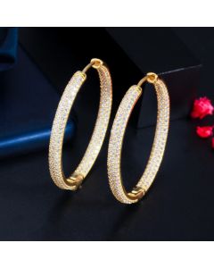 South American Style Earrings, A Sexy Personality Full Of Diamond Plating 18K Gold Zircon Earrings