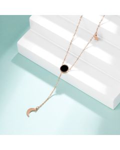 Titanium steel acrylic star and moon necklace