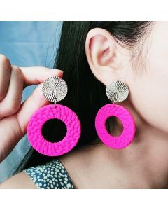 Bohemian Geometric Round Spray Paint Stud Earrings