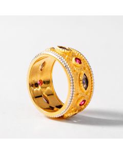 S925 Silver Gold Plated Two Tone Zircon Inlaid Ring Women