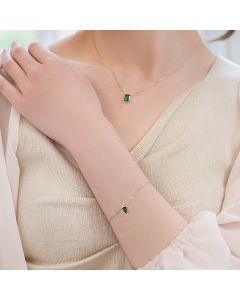 Sterling Silver Korean Style Emerald Bracelet