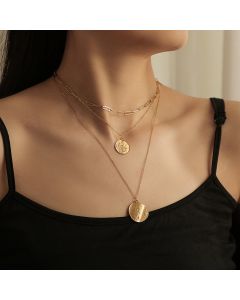 Round Coin Sun Eye Multilayer Pendant
