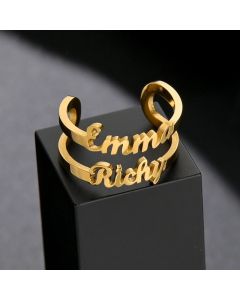 Personalized Two Name Rings Adjustable Gift