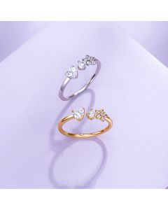 Harajuku Style Flower Ring Rhodium-Plated