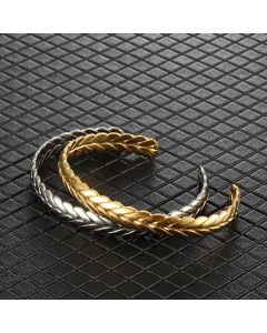 Titanium Steel Gold Wheat Bracelet Geometric Weaving