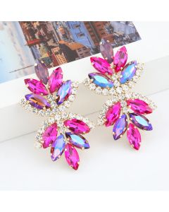 Multi-layer Alloy Diamond And Rhinestone Flower Earrings