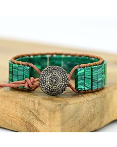 Bohemian Handwoven Natural Malachite Bracelet