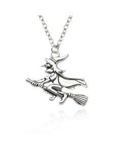 Witch Necklace Riding A Broom
