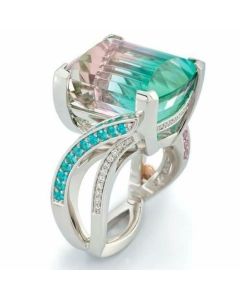 European And American Fashion Gradient Diamond Square Ring