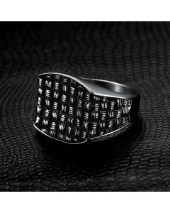 Retro Personality Grid Woven Men's Ring