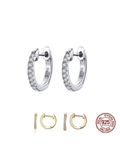 Sterling Silver Circle Gold Earrings Zircon Earrings European And American Popular Earrings