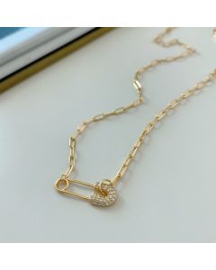Sterling silver and golden pin chain necklace