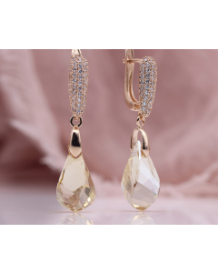 Champagne Austrian crystal earrings women