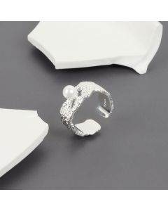 Trendy Irregular Bump Tin Foil Pearl Ring
