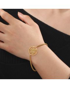 Angel Seal Hollow Ring Middle Six Circle Pendant Bracelet Men's Ladies' Chain Stainless Steel Bracelet
