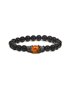 Obsidian Tigereye White-barked Pine Vintage Alloy Crown Bracelet European And American Men And Women Beaded Bracelet