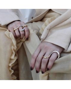 Metallic Mobius Strip Shape Mother And Child Ring Female Fashion All-matching