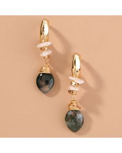 Long Wild Natural Agate Earrings
