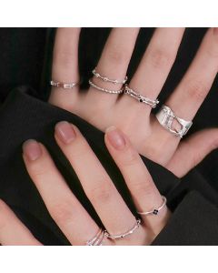 Irregular Surface Triangle Zircon Ring Sterling Silver Female Ring