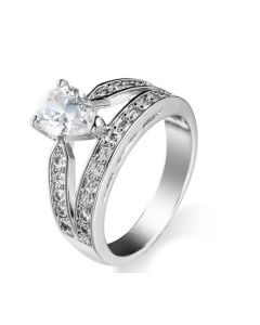 White Lady Zircon Ring 925 Silver White Gold Jewelry