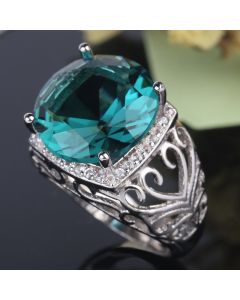 Green Topaz Gem Pass Flower Ring
