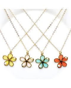 Creative Transparent Paint Flower Pearl Clavicle Necklace With Accessories