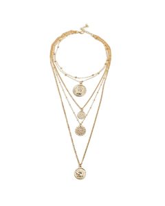 Boho Style Seaside Retro Disc Cold Wind Multi-layer Pendant Necklace