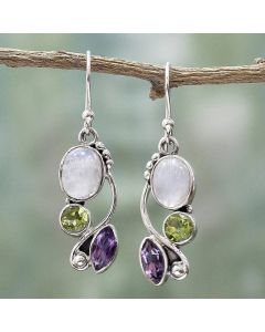 Color zircon earrings