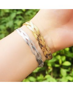 Fashion Three Layer Stainless Steel Gold Bracelet