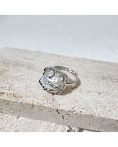 Adjustable Irregular Faux Baroque Pearl Ring