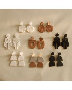 Clay Texture Acrylic Earrings European And American Long