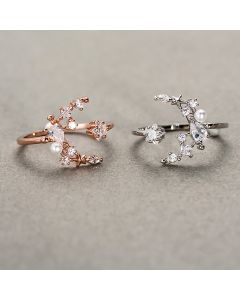 Fashion Korean Zircon Star Moon Pentagram Ring